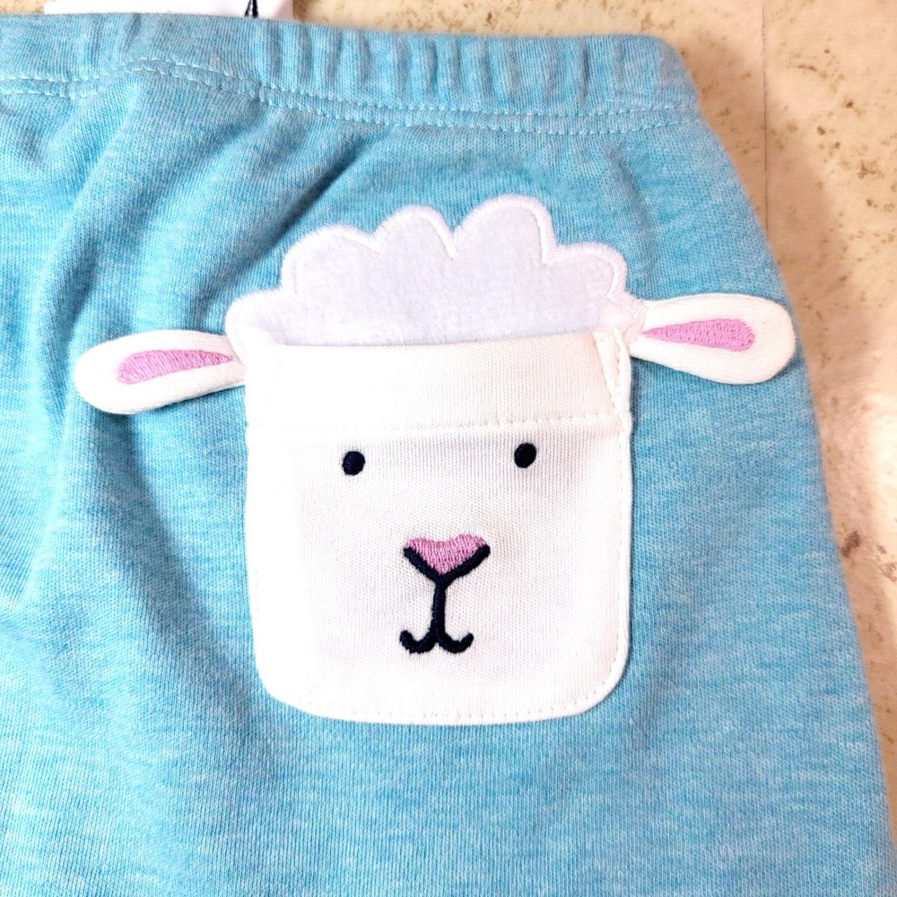 Joules Grove Ocean Blue Pant‎ Floral Print Cuff Sheep Pocket Organic 6-9 month - Picture 6 of 10
